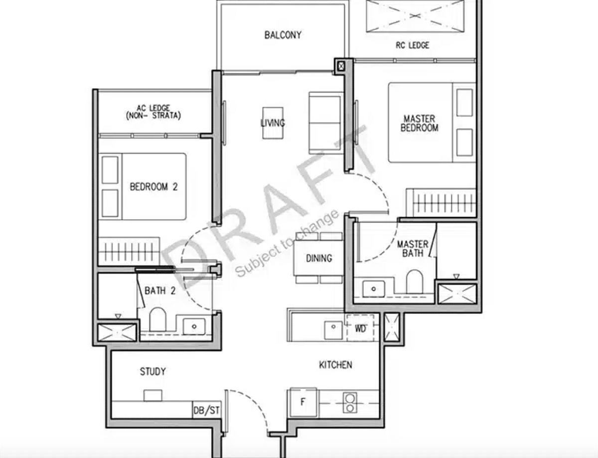 Floor Plan 2 Bedroon for illustration Floor Plan 2 Bedroon for illustration