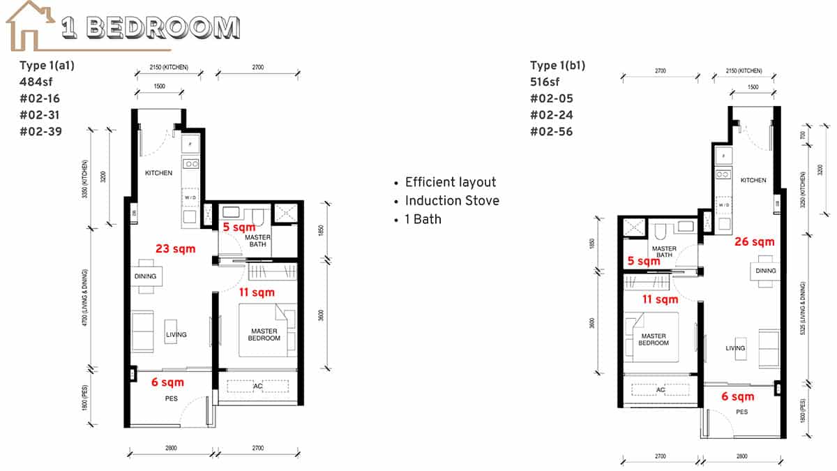 Tengah Garden Residences Floor Plan 1 Bedroom