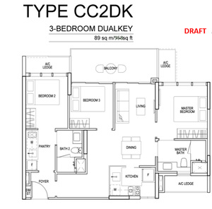 Sims Urban Oasis Floor Plan 3BrDK