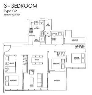 Sims Urban Oasis Floor Plan 3BR