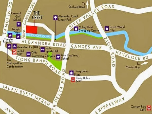 the crest location map