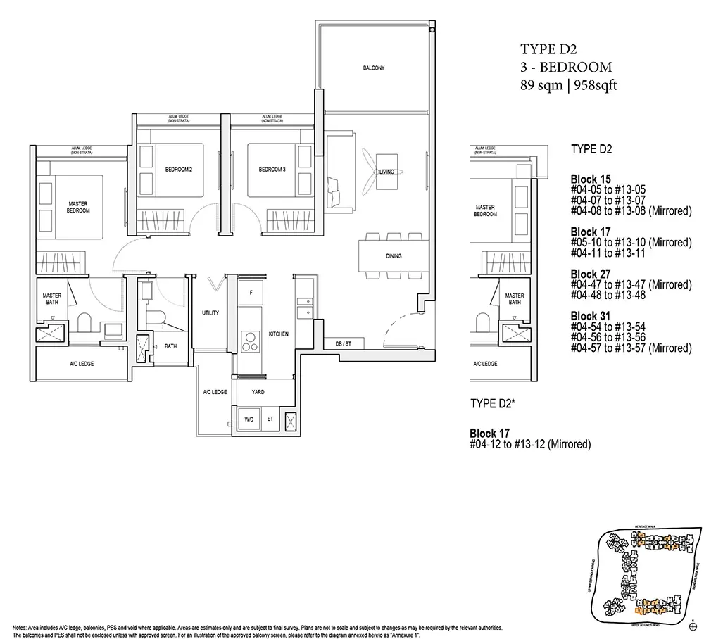 3-bedroom d2 type floor plan