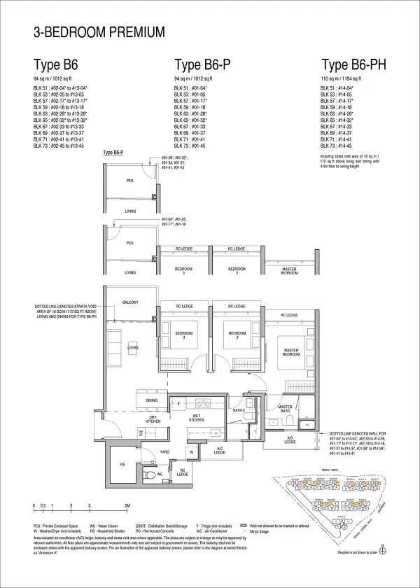 Copen Grand 3 Bedroom Floor Plan Type B6 | The New Launch Property Copen Grand 3 Bedroom Floor Plan Type B5