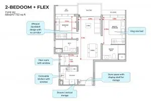 LENTOR MODERN FLOOR PLAN 2 BEDROOM
