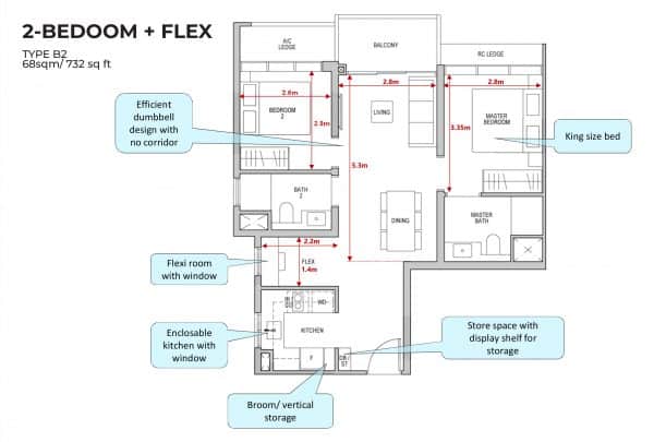 LENTOR MODERN FLOOR PLAN 2 BEDROOM | The New Launch Property LENTOR MODERN FLOOR PLAN 2 BEDROOM