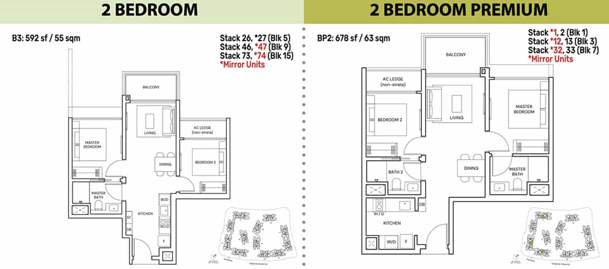 parktown residence 2 bedroom floor plan