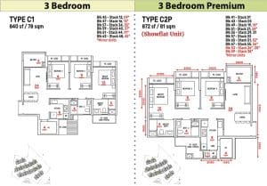 Aurelle EC 3 bedroom floor plan