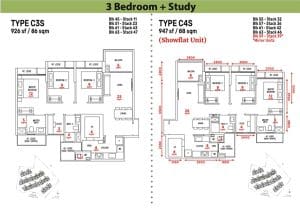 Aurelle EC 3 Bedroom plus Study Floor Plan