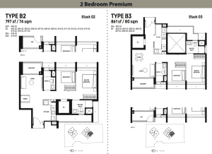 Arina East Residences Floor Plan 2 Bedroom