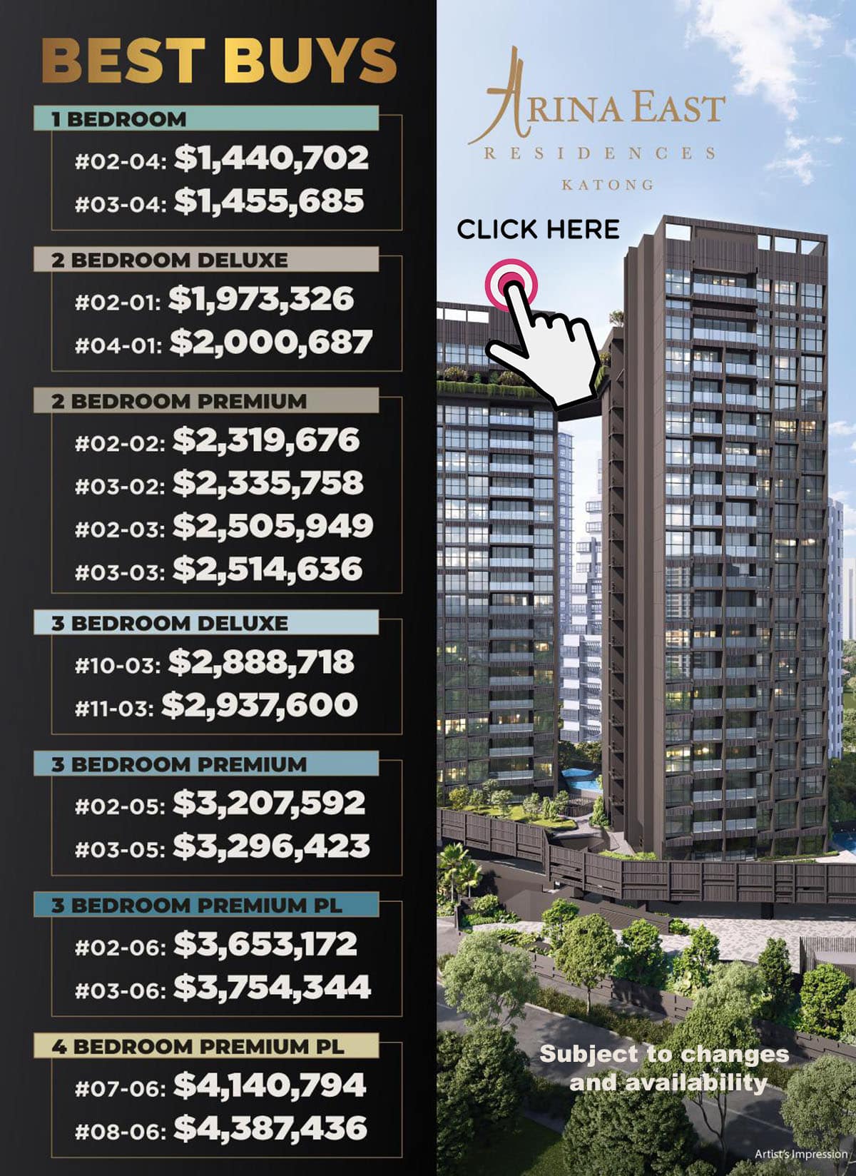 Arina East Residences Prices