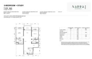 Narra Residences 2 bedroom plus study floor plan