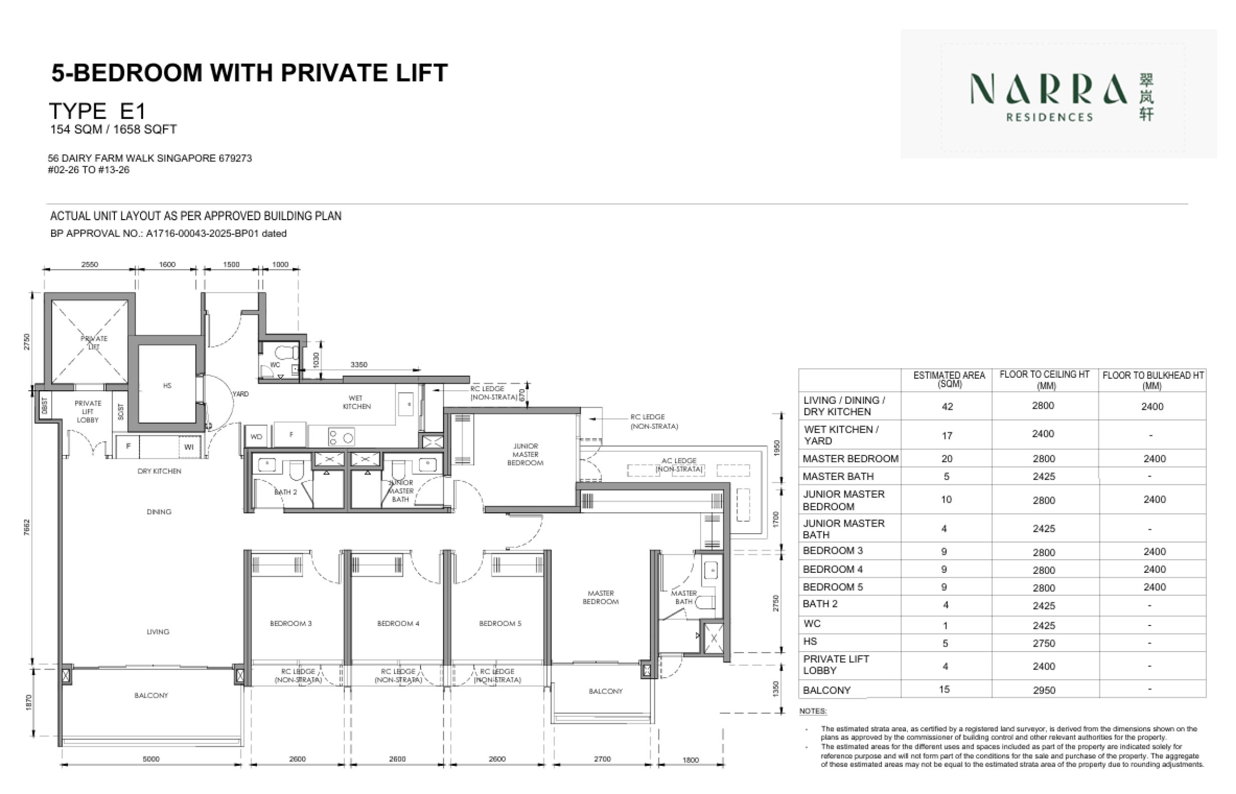 Narra Residences 5 bedroom with private lift floor plan
